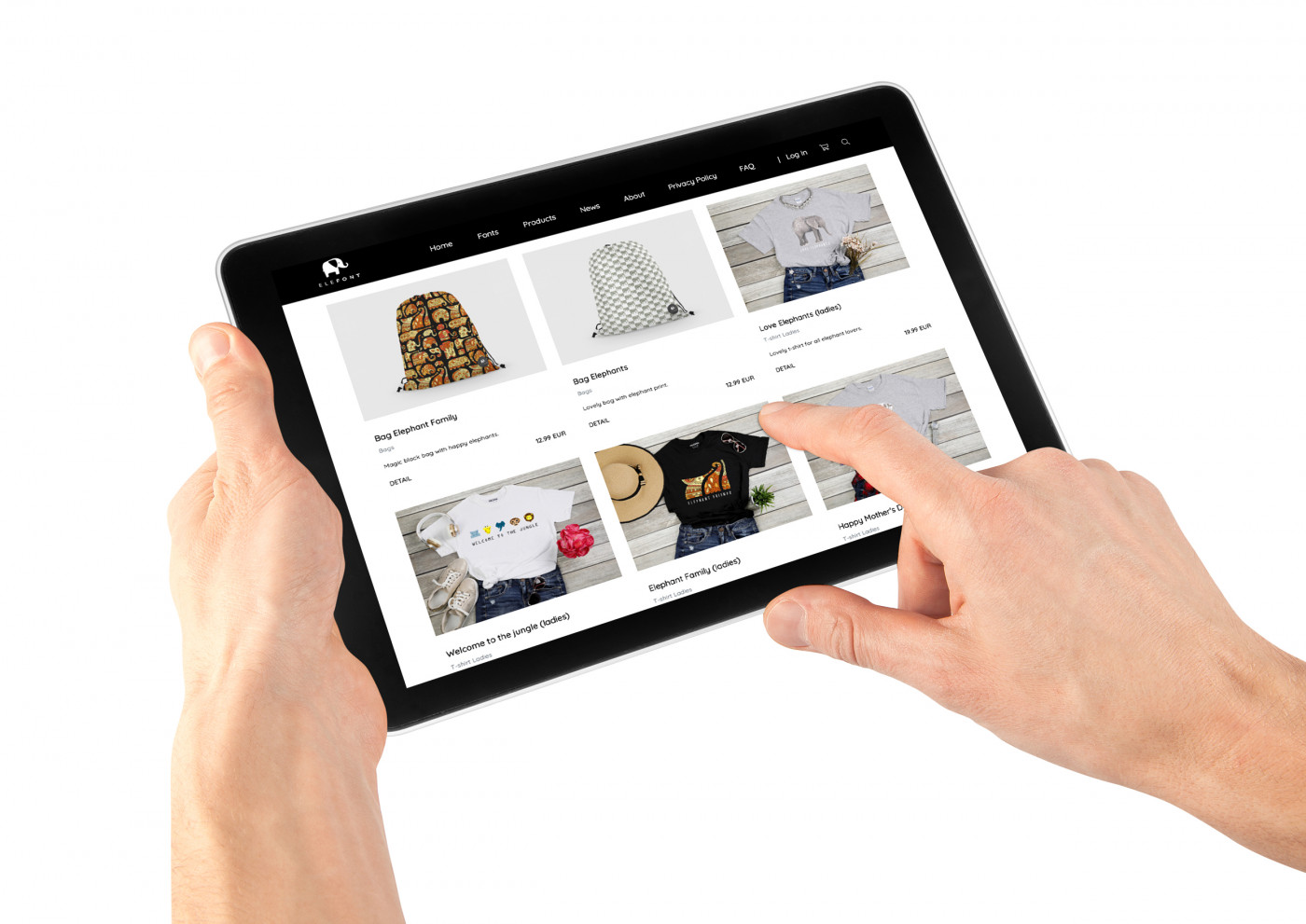 elefont eshop product on ipad