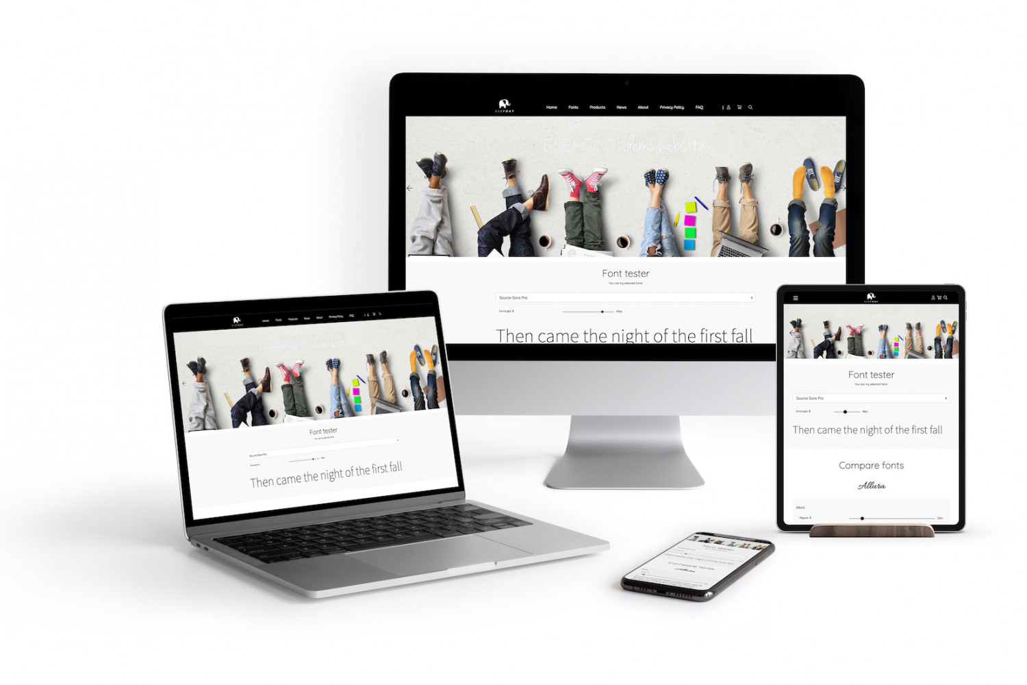 elefont on different devices demo site img